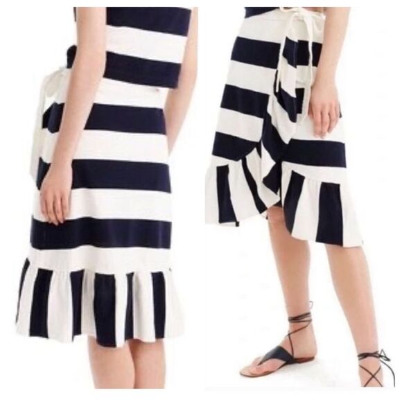 J. Crew rugby knit wrap skirt Navy/ Ivory. Size XS. - Picture 3 of 13
